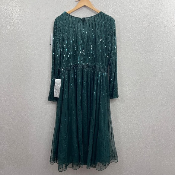 NEW $598 MAC DUGGAL 5529 EMERALD GREEN SEQUIN MIDI DRESS 5529 Plus Size … - Picture 8 of 16
